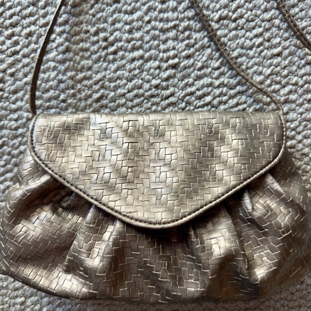 Neiman Marcus Gold Woven Crossbody Bag